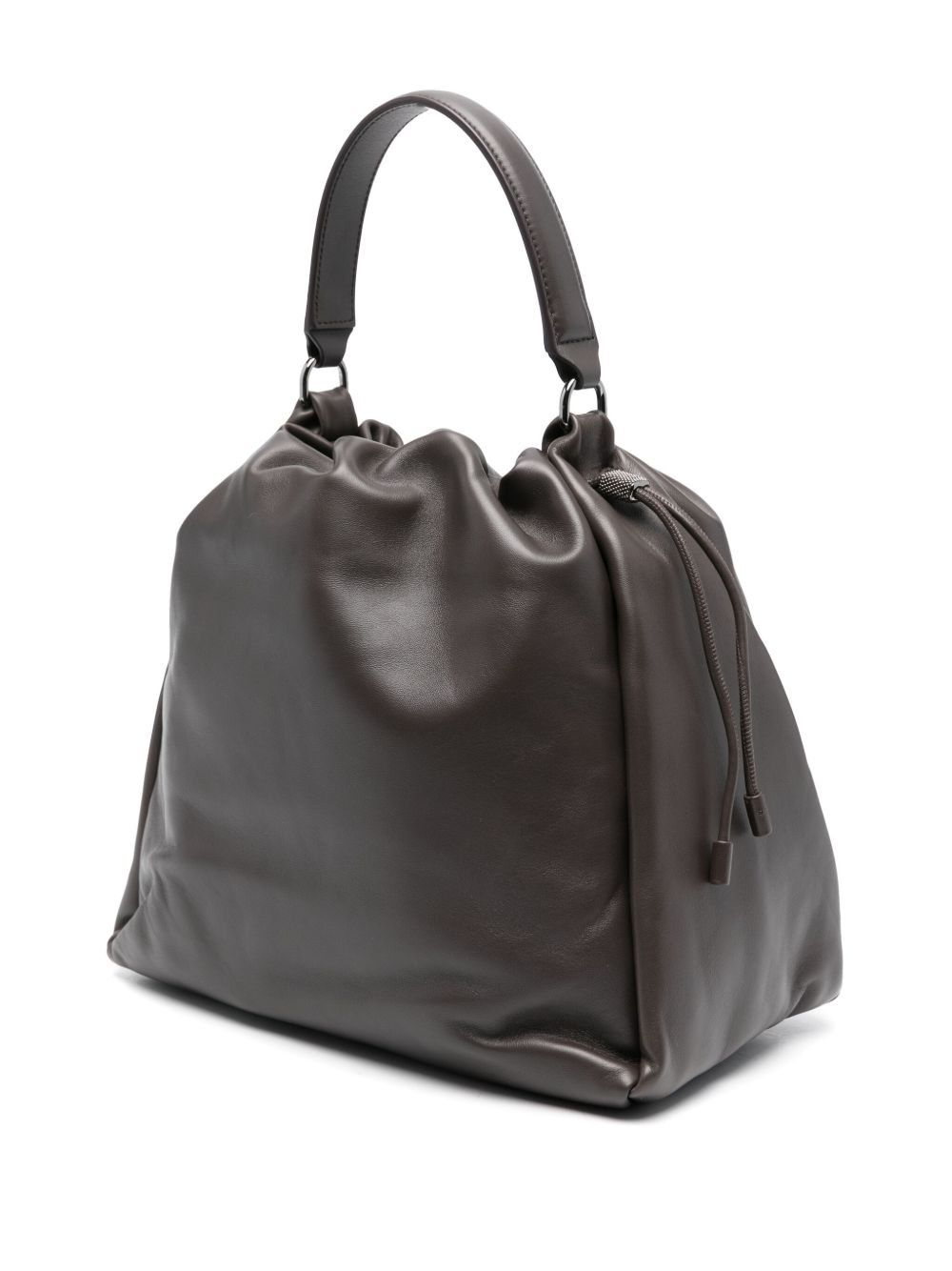 Brunello Cucinelli brown leather bucket bag