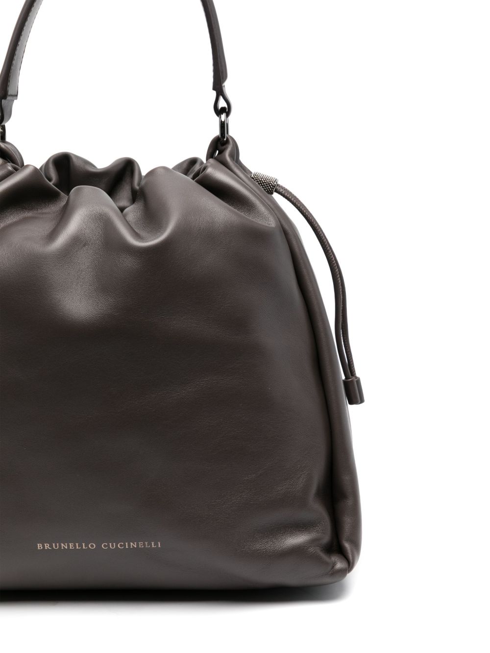 Brunello Cucinelli brown leather bucket bag