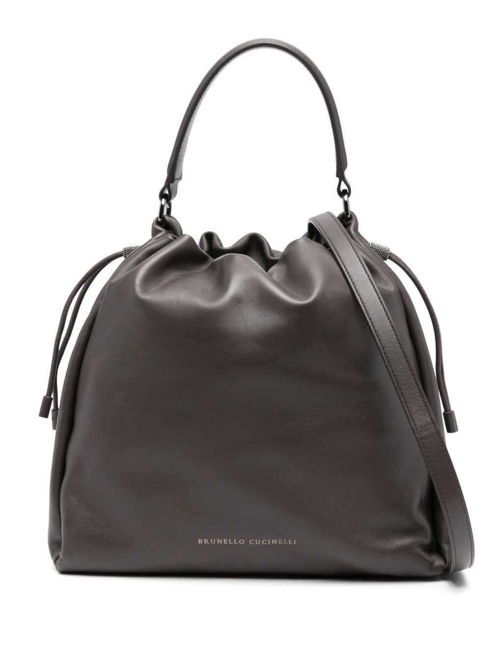 Brunello Cucinelli brown leather bucket bag