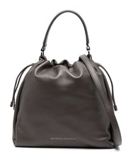 Brunello Cucinelli brown leather bucket bag