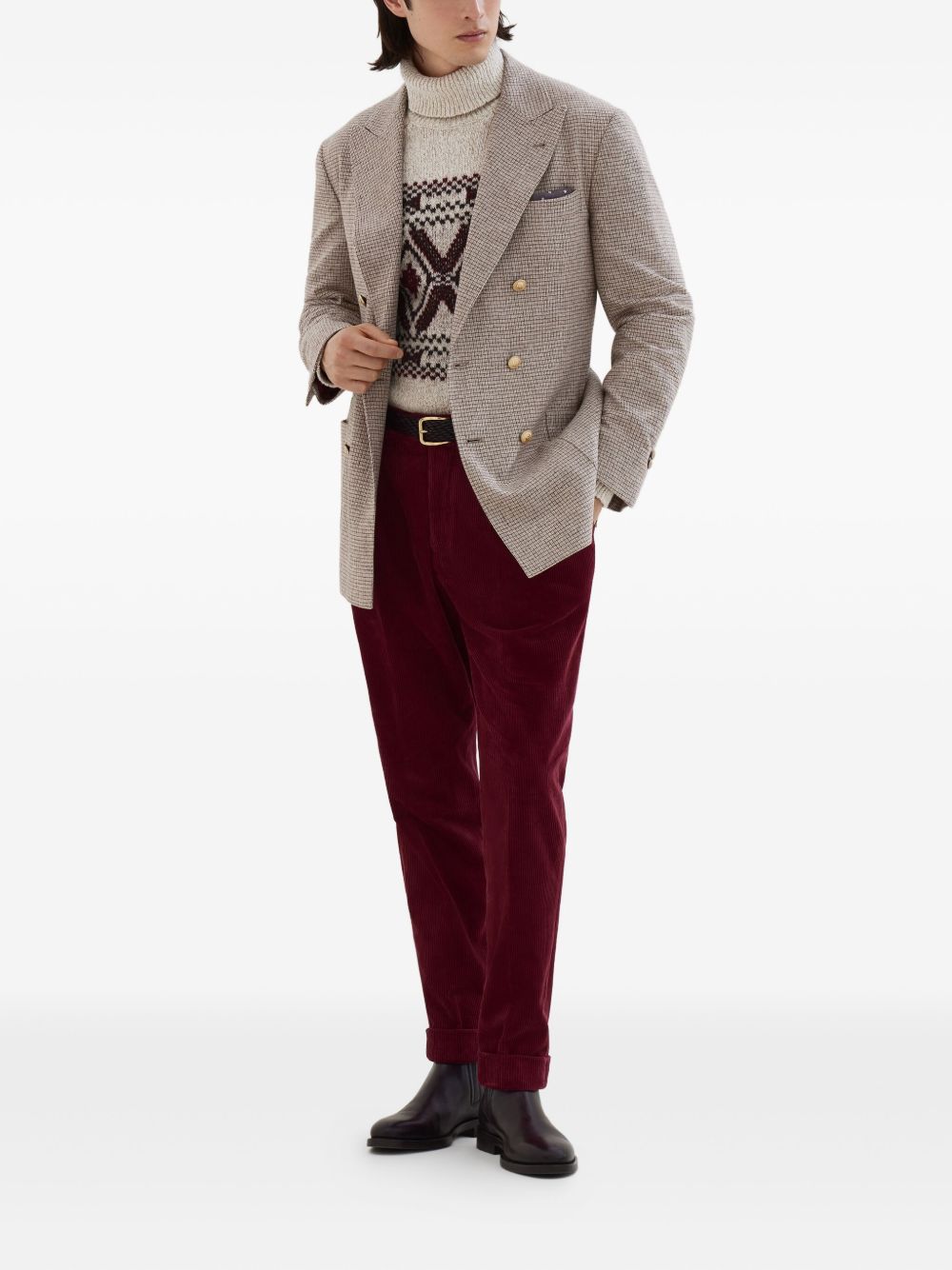 Brunello Cucinelli Jackets Beige double-breasted wool silk