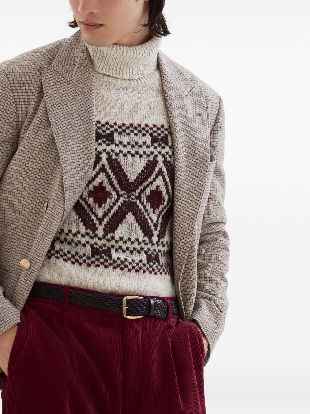 Brunello Cucinelli Jackets Beige double-breasted wool silk