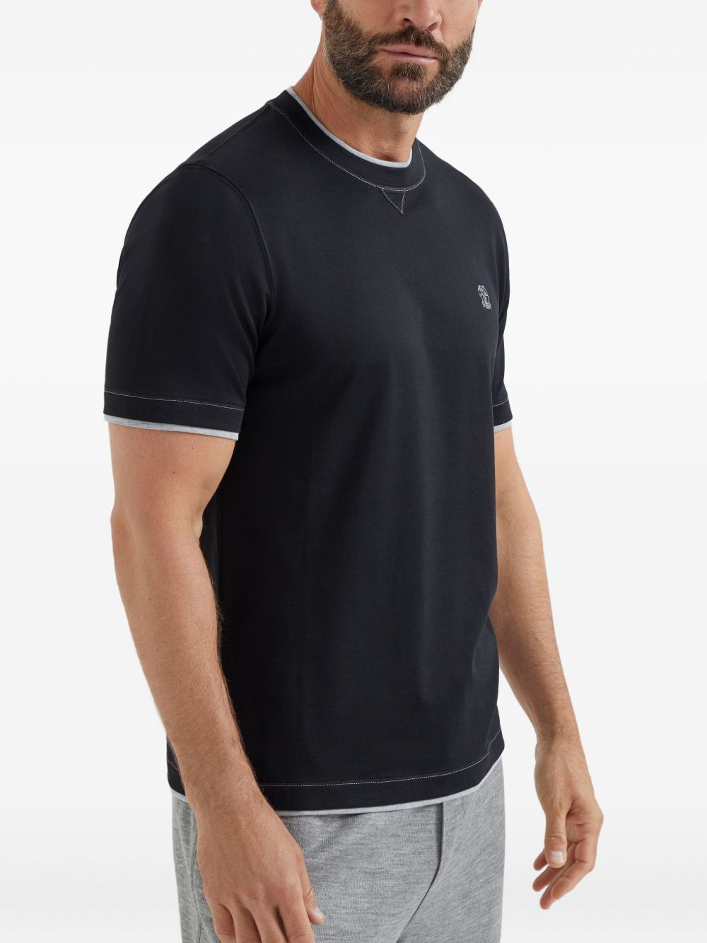 Brunello Cucinelli T-shirts and Polos Blue cotton logo tee