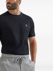 Brunello Cucinelli T-shirts and Polos Blue cotton logo tee