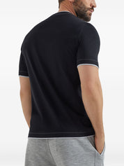 Brunello Cucinelli T-shirts and Polos Blue cotton logo tee