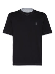 Brunello Cucinelli T-shirts and Polos Blue cotton logo tee