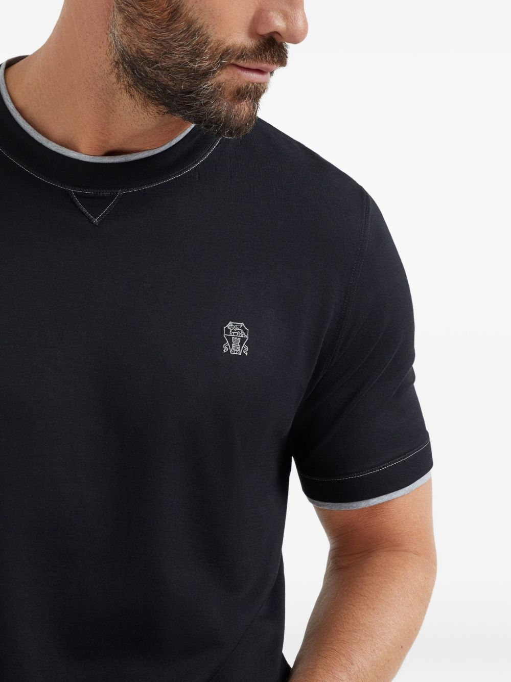 Brunello Cucinelli T-shirts and Polos Blue cotton logo tee