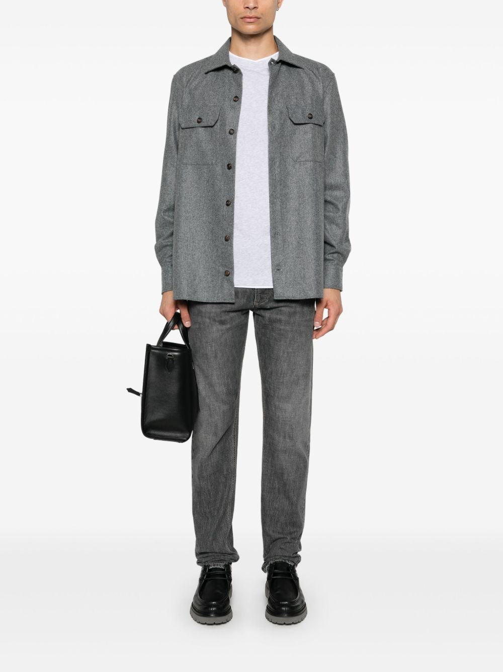Brunello Cucinelli Grey Wool Shirt — Refined Comfort