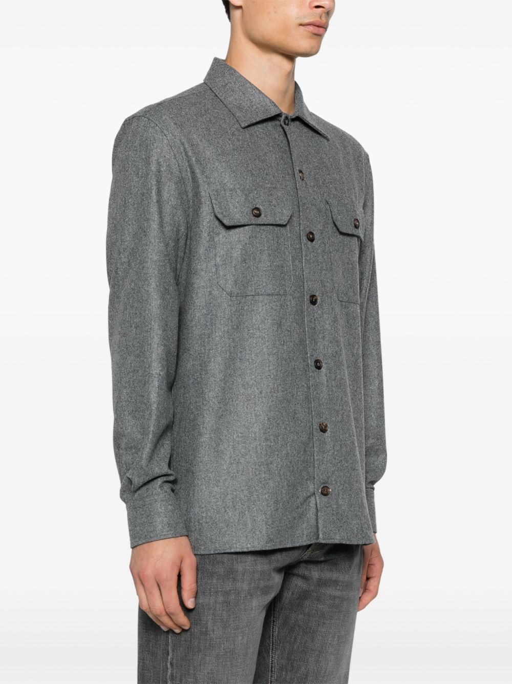 Brunello Cucinelli Grey Wool Shirt — Refined Comfort