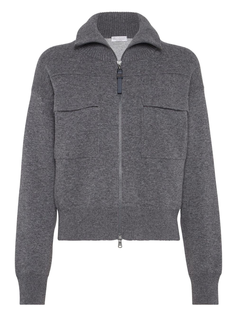 Brunello Cucinelli Grey Cashmere Zip Cardigan