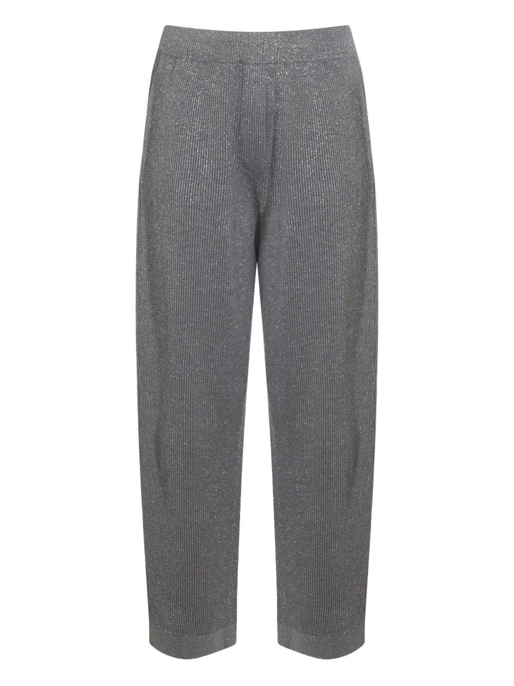 Brunello Cucinelli Grey Trousers — Lurex-Detail Cotton Fit