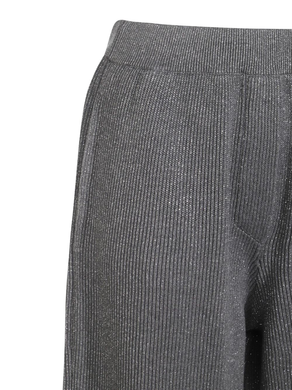 Brunello Cucinelli Grey Trousers — Lurex-Detail Cotton Fit