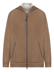 Suéteres Brunello Cucinelli Sudadera con capucha de algodón y seda marrón