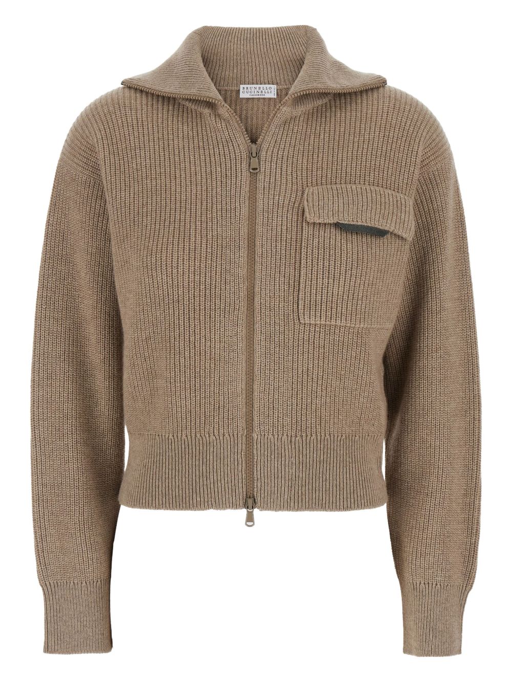 Brunello Cucinelli Sweaters Brown cashmere zip cardigan