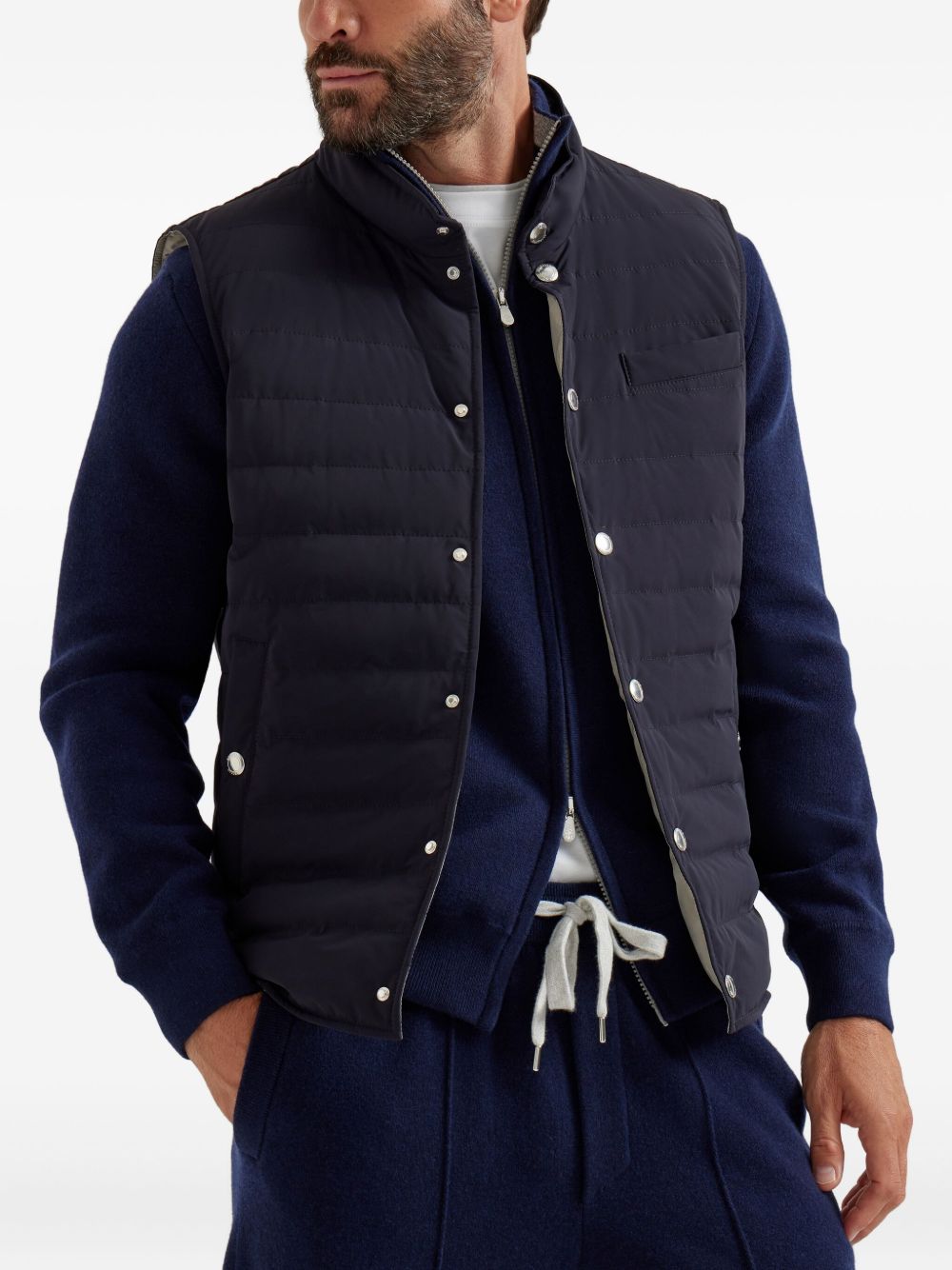 Brunello Cucinelli Jackets Blue quilted down vest
