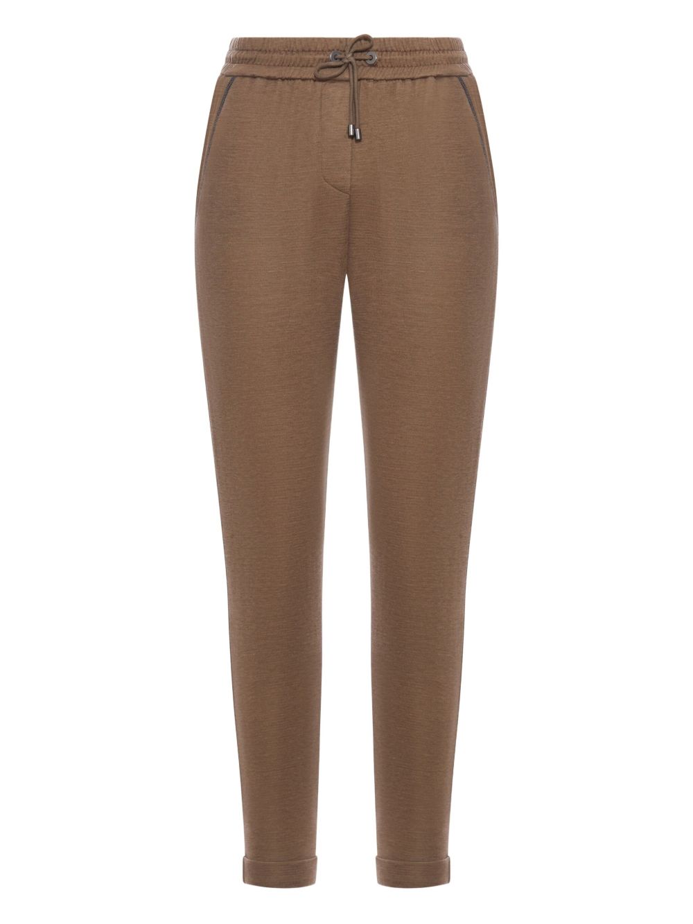 Pantalon Brunello Cucinelli en coton et soie marron