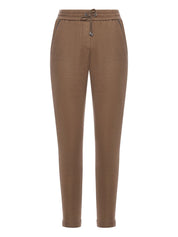 Pantalon Brunello Cucinelli en coton et soie marron