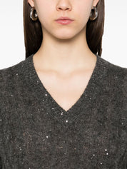 Brunello Cucinelli Sweaters Grey wool v-neck