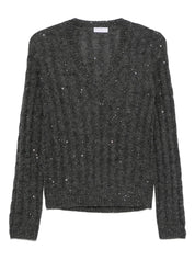 Brunello Cucinelli Sweaters Grey wool v-neck