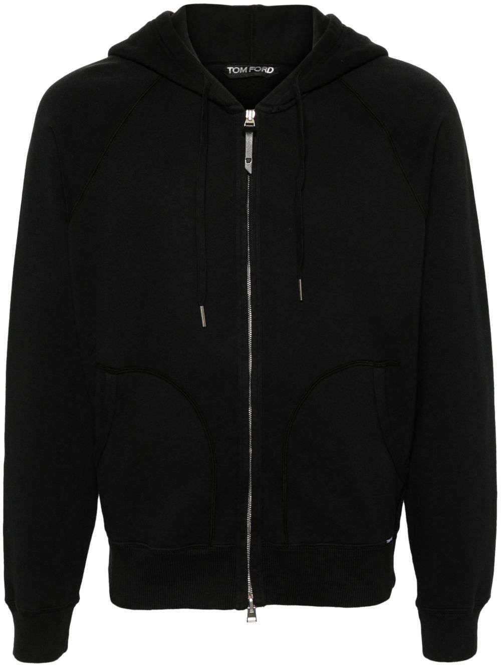Tom Ford black cotton zipped hoodie — men's luxury sweater