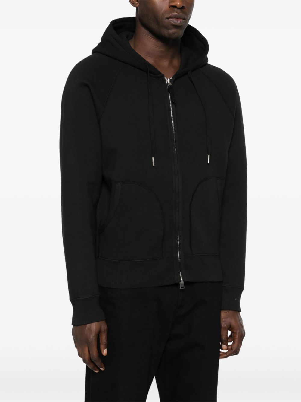 Tom Ford black cotton zipped hoodie — men's luxury sweater