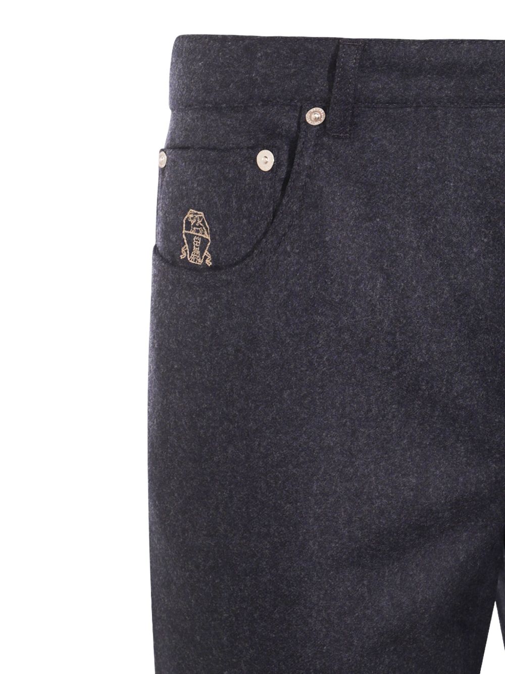 Brunello Cucinelli Trousers in Dark Blue Wool