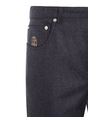 Brunello Cucinelli Trousers in Dark Blue Wool