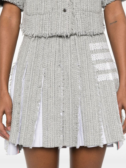 Thom Browne Grey Mini Skirt — 4-Bar Signature Detail