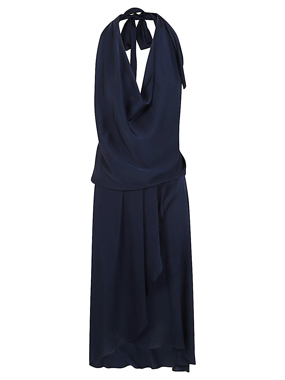 Silk95Five Dresses Blue silk halterneck short dress