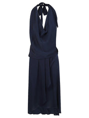 Silk95Five Dresses Blue silk halterneck short dress