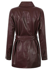 Brunello Cucinelli Jackets Bordeaux leather belted