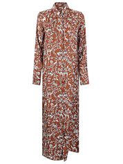 Robes Alberto Biani Robe longue imprimée en soie marron