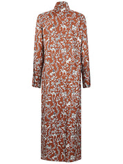 Robes Alberto Biani Robe longue imprimée en soie marron