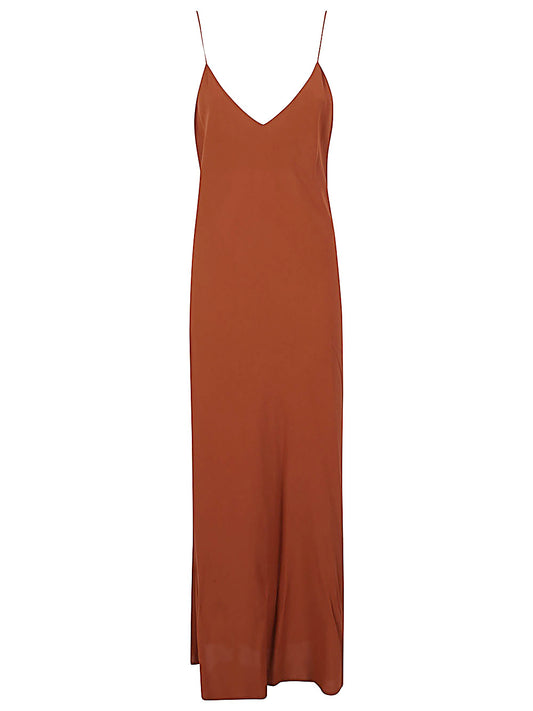 Brown Long Slip Dress — Alberto Biani