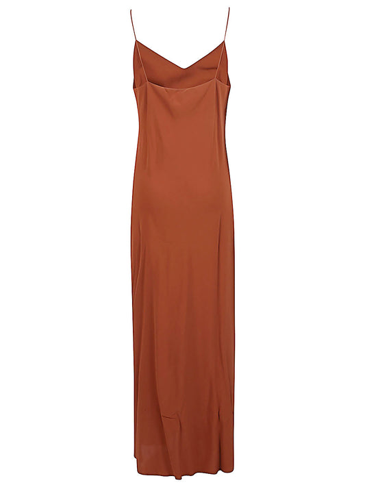 Brown Long Slip Dress — Alberto Biani