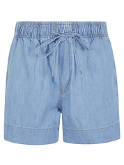 Clear Blue Denim Shorts — SOSUE Cotton Drawstring