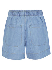 Clear Blue Denim Shorts — SOSUE Cotton Drawstring