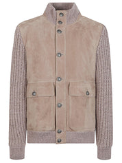 Brunello Cucinelli Coats Beige suede bomber jacket