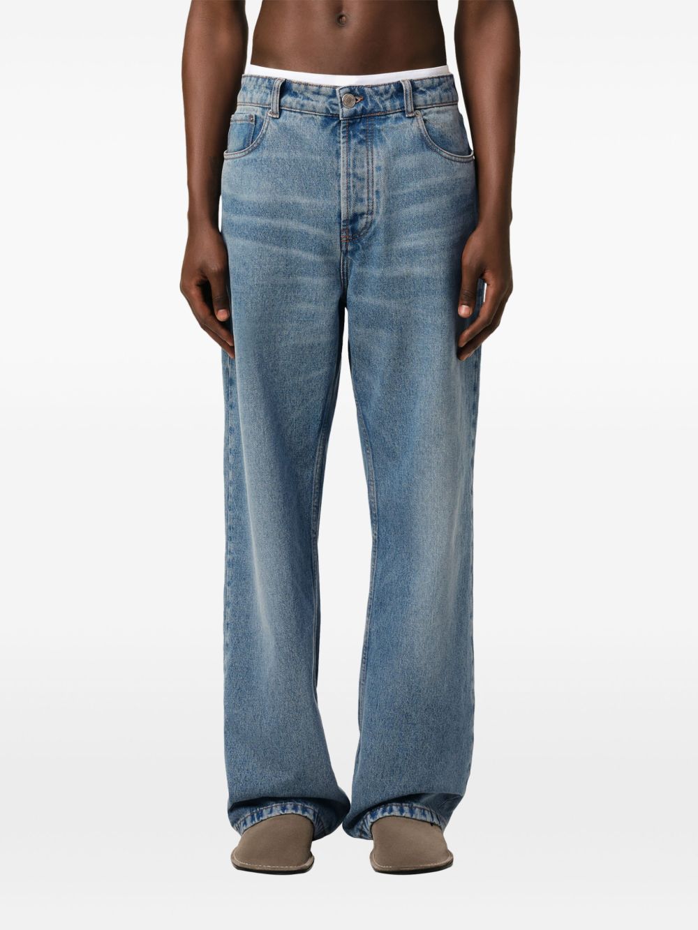 Ami Paris Jeans Clear Blue wide leg denim