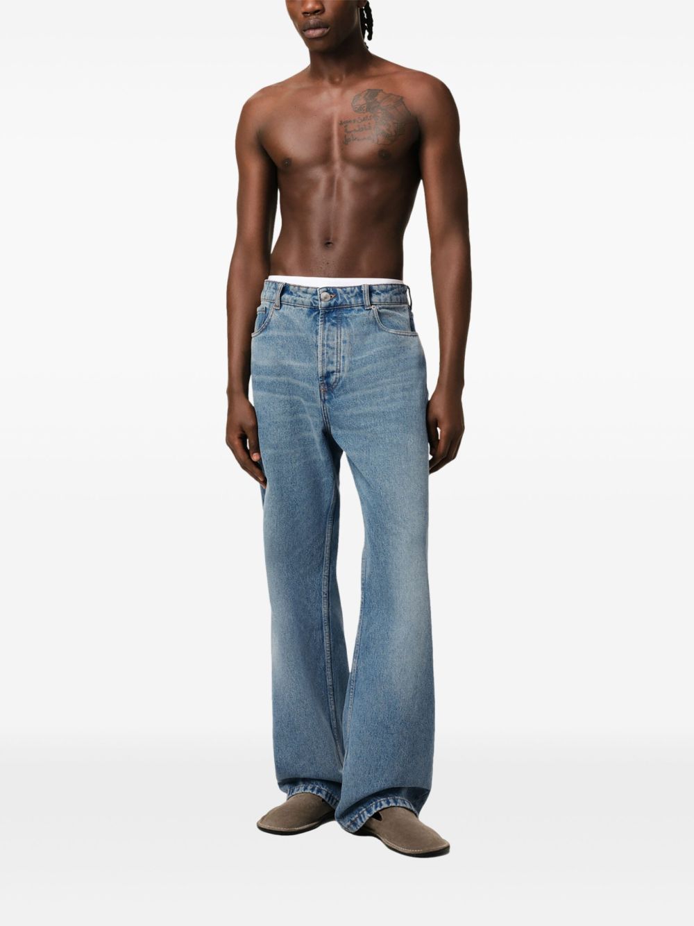 Ami Paris Jeans Clear Blue wide leg denim