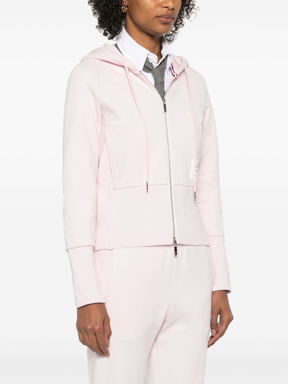 Thom Browne Pink Cotton Hoodie — 4-Bar Zip Sweater