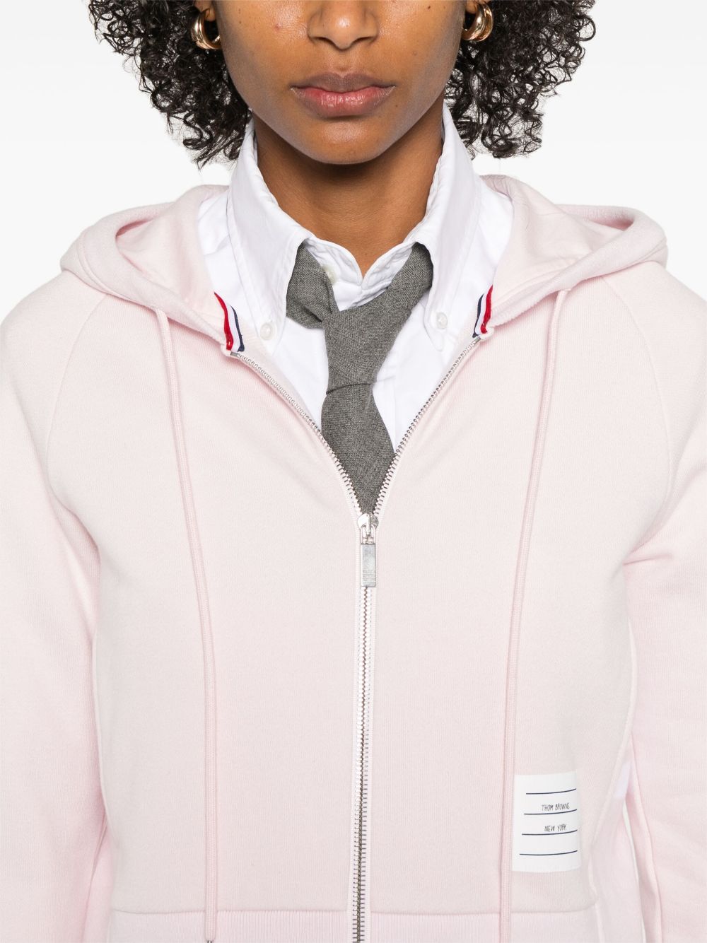 Thom Browne Pink Cotton Hoodie — 4-Bar Zip Sweater