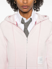 Thom Browne Pink Cotton Hoodie — 4-Bar Zip Sweater