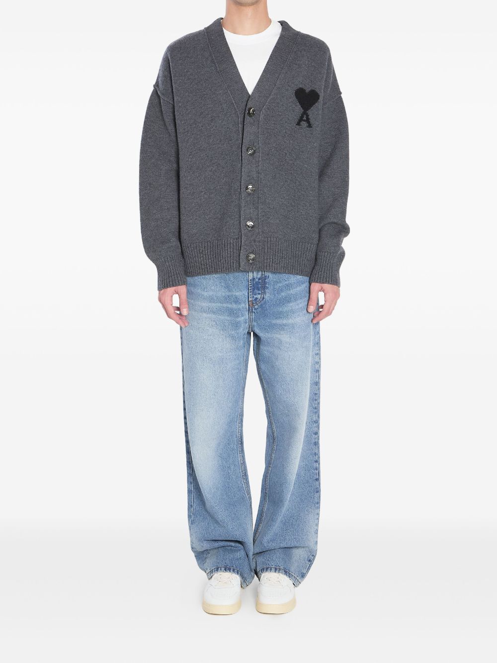 Ami Paris Sweaters Grey wool cardigan