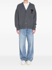 Ami Paris Sweaters Grey wool cardigan