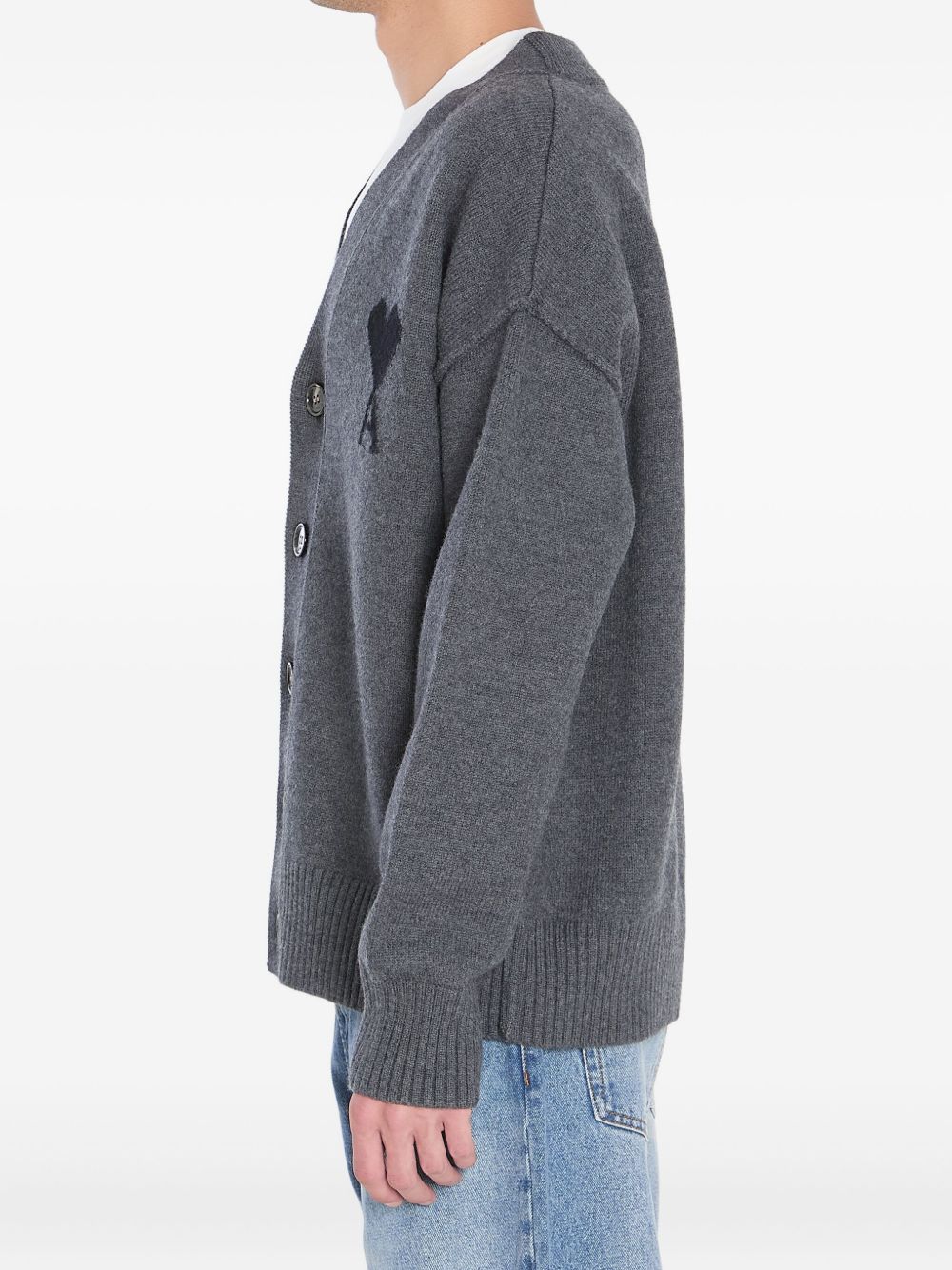 Ami Paris Sweaters Grey wool cardigan