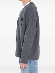 Ami Paris Sweaters Grey wool cardigan