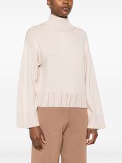Fabiana Filippi Sweaters Powder — Cropped Wool Turtle‑Neck