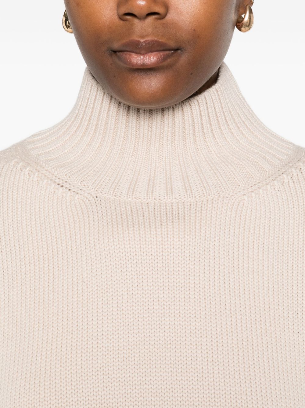 Fabiana Filippi Sweaters Powder — Cropped Wool Turtle‑Neck