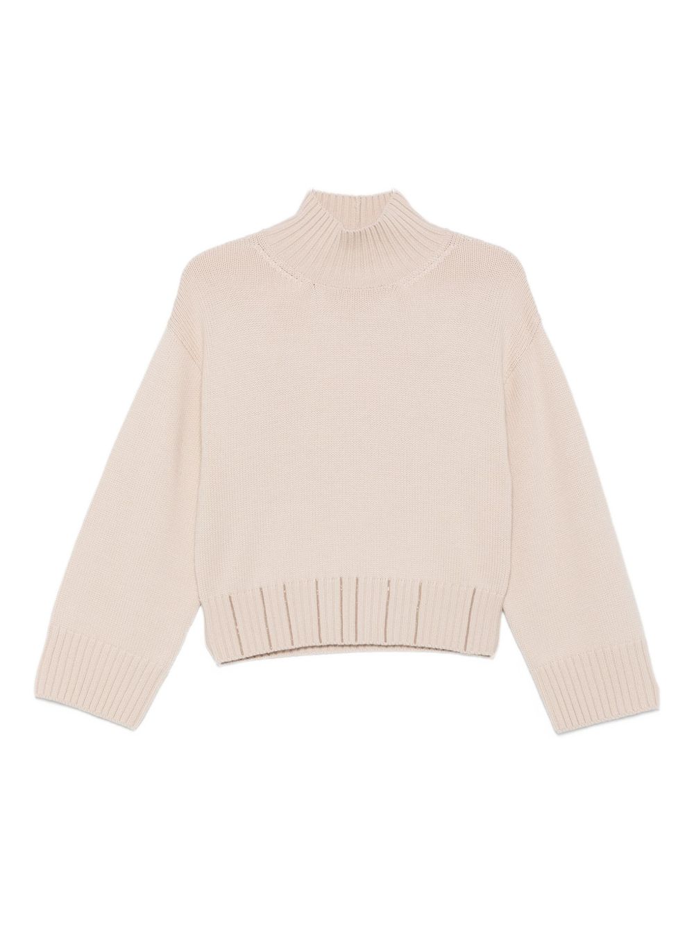 Fabiana Filippi Sweaters Powder — Cropped Wool Turtle‑Neck